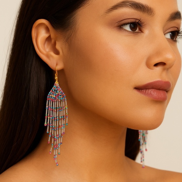 kkcollectionsss Jewelry - Elegant Multicolor Beaded Earrings